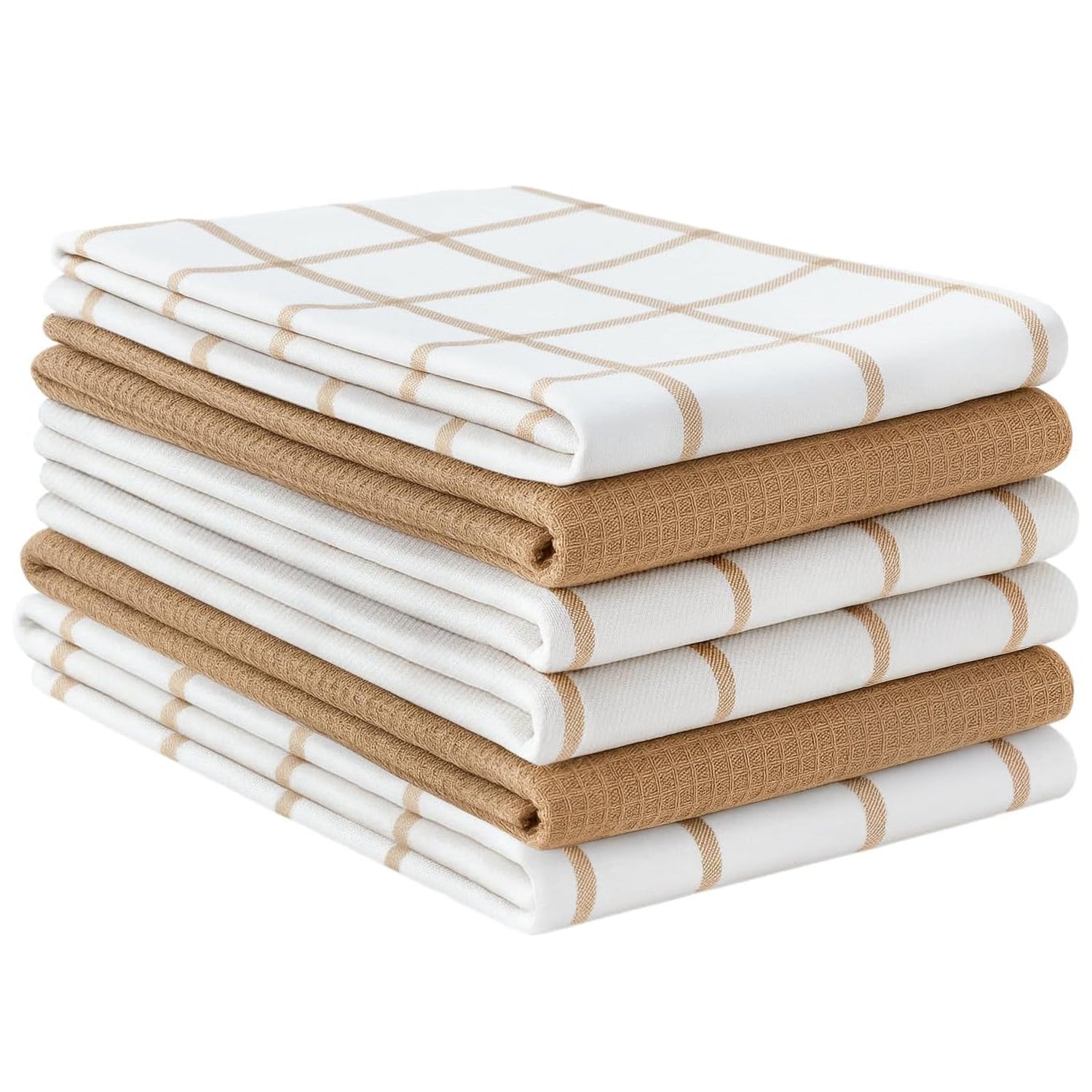 Set of 6 Multiweave Kitchen Towels - Beige
